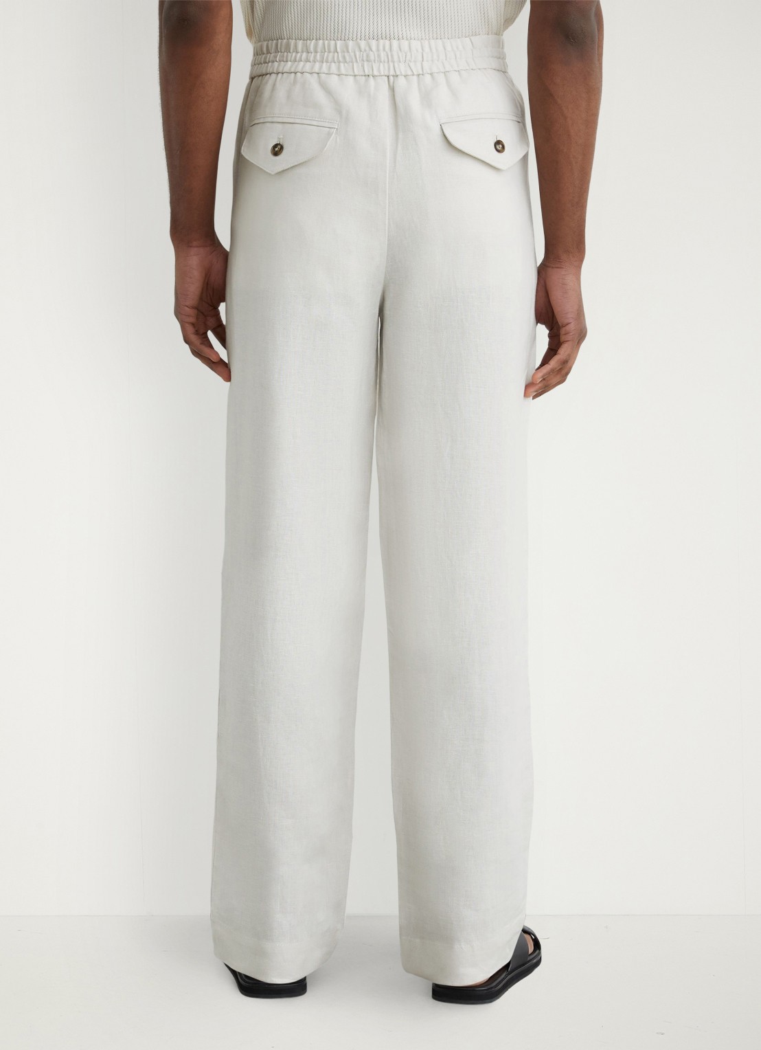 Reiss Barges straight fit pantalon van linnen - achterkant stone / beige