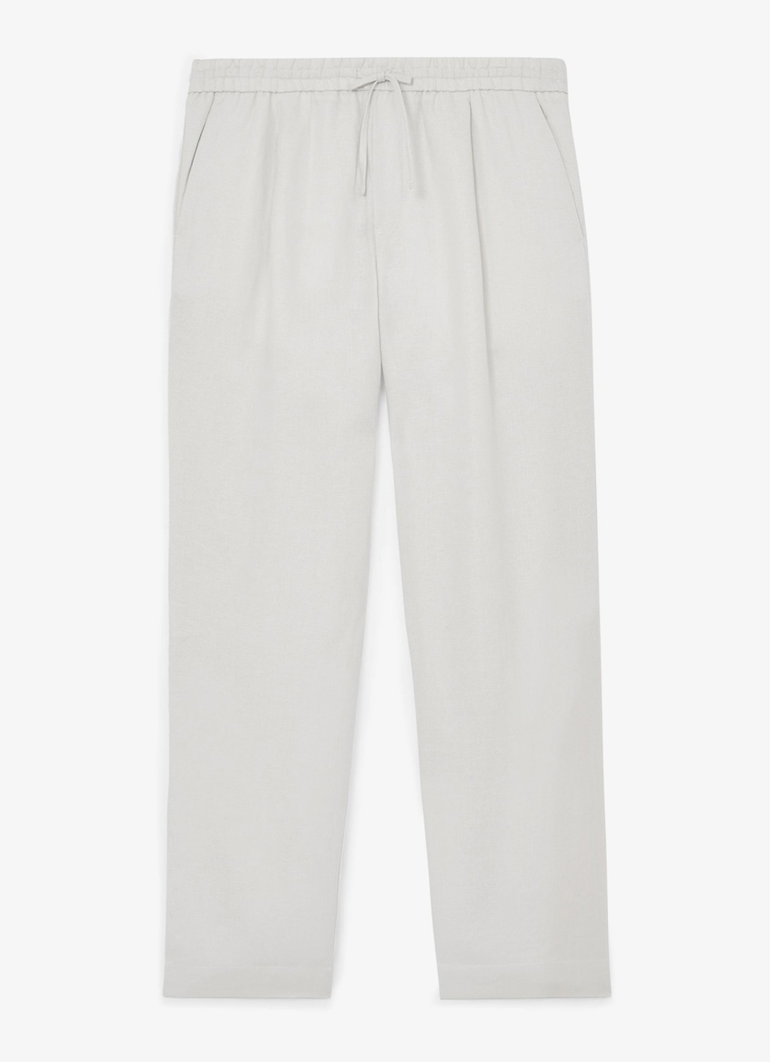 Reiss Barges straight fit pantalon van linnen - voorkant 2 stone / beige