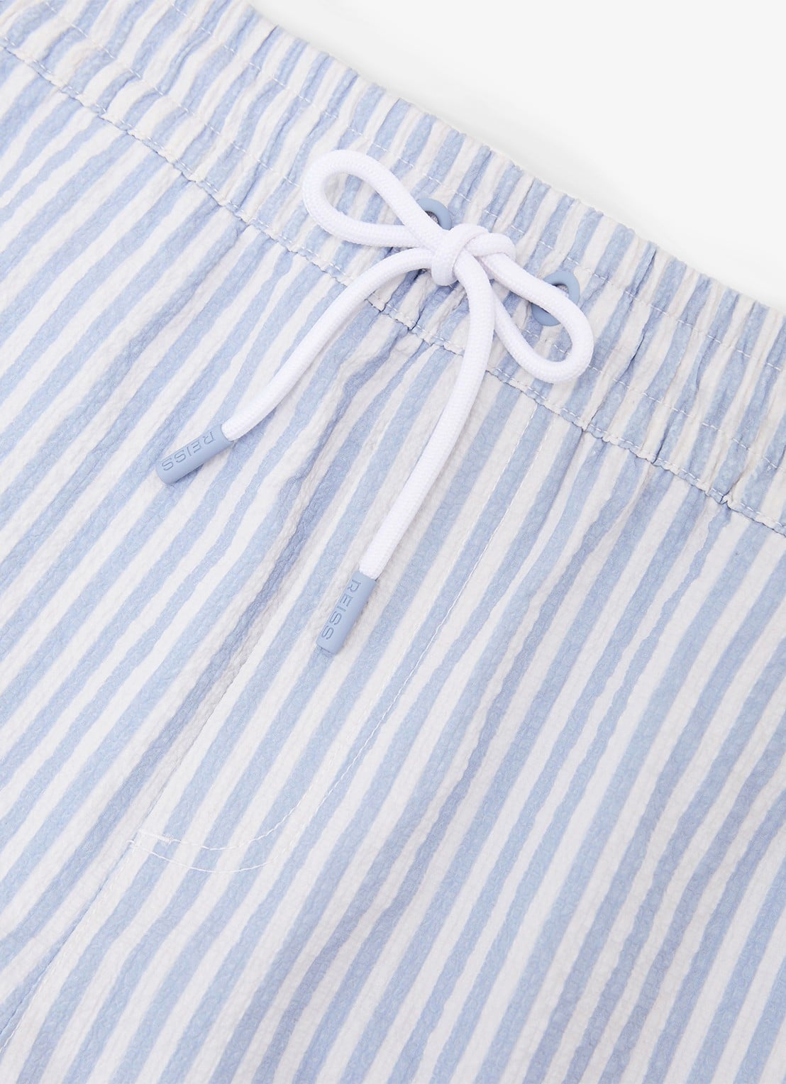 Reiss Bay Seesucker zwemshort met streepprint  - detail 6 lichtblauw