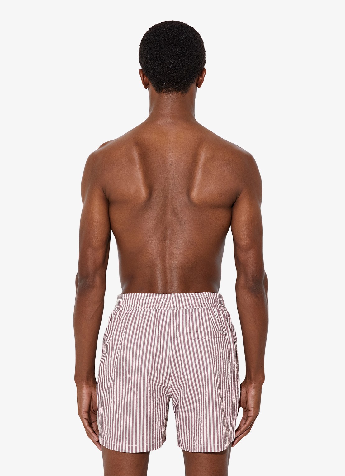 Reiss Bay Seesucker zwemshort met streepprint  - achterkant 5 lichtroze