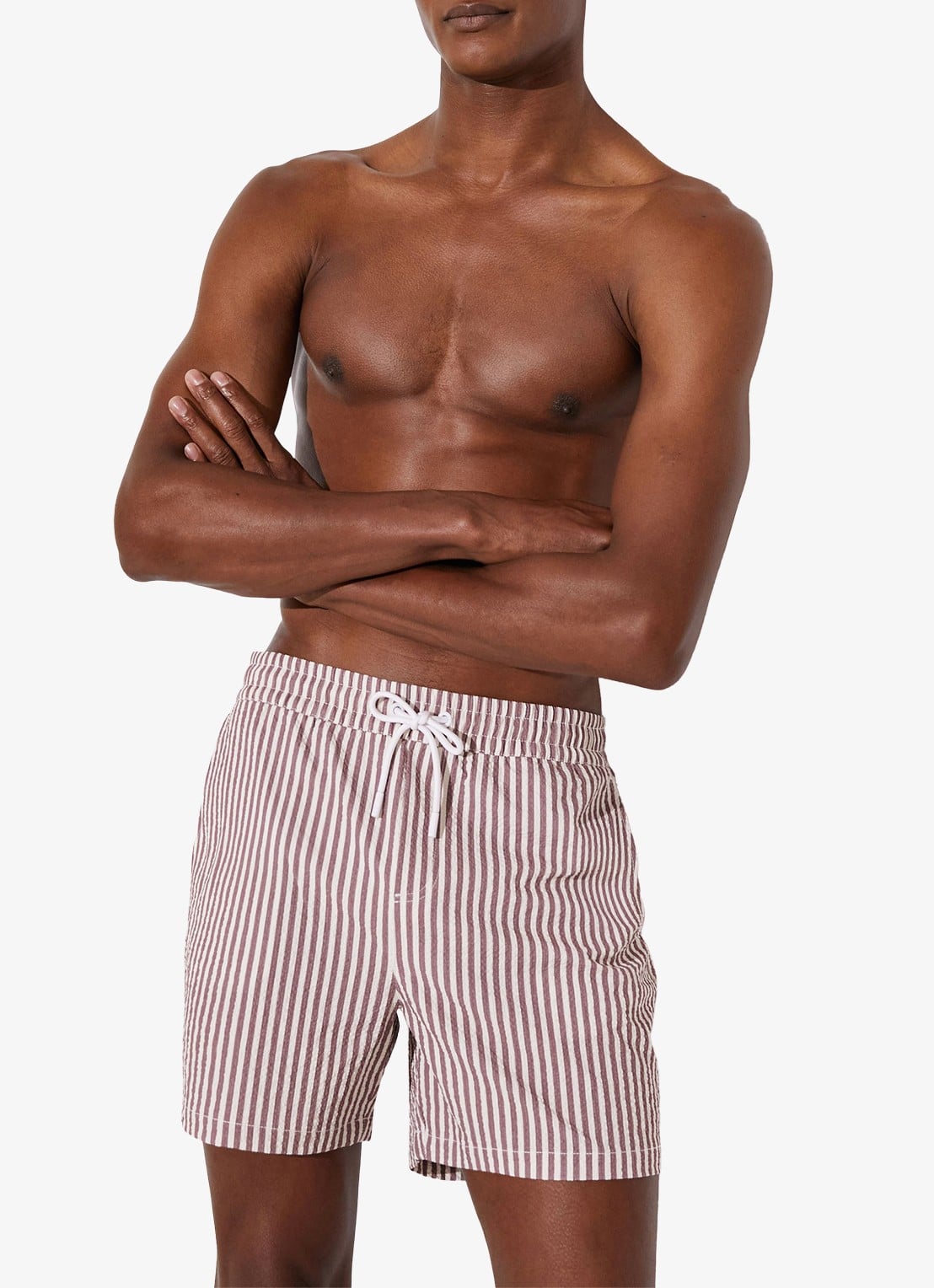 Reiss Bay Seesucker zwemshort met streepprint  - detail lichtroze