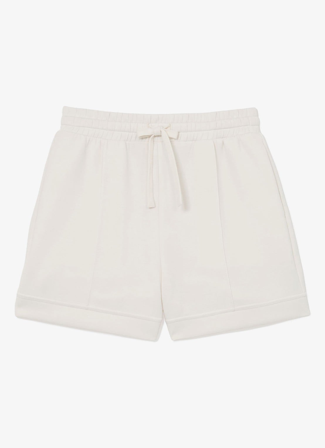 Reiss Bea high waist straight fit korte broek met steekzakken - voorkant 5 creme