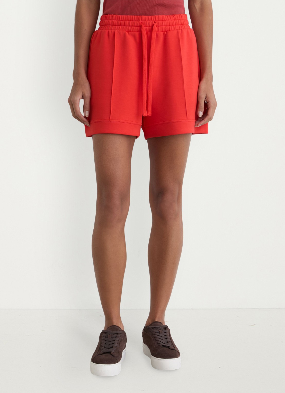 Reiss Bea high waist straight fit korte broek met steekzakken - detail 4 koraal