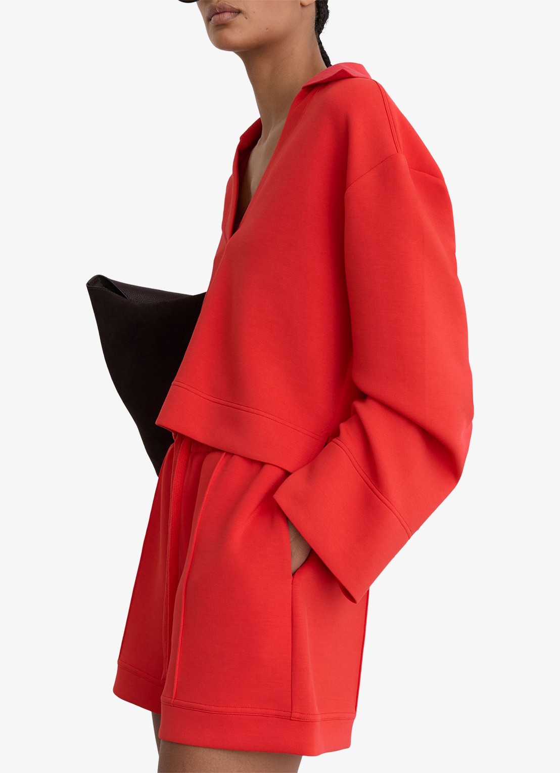 Reiss Bea high waist straight fit korte broek met steekzakken - detail 7 koraal