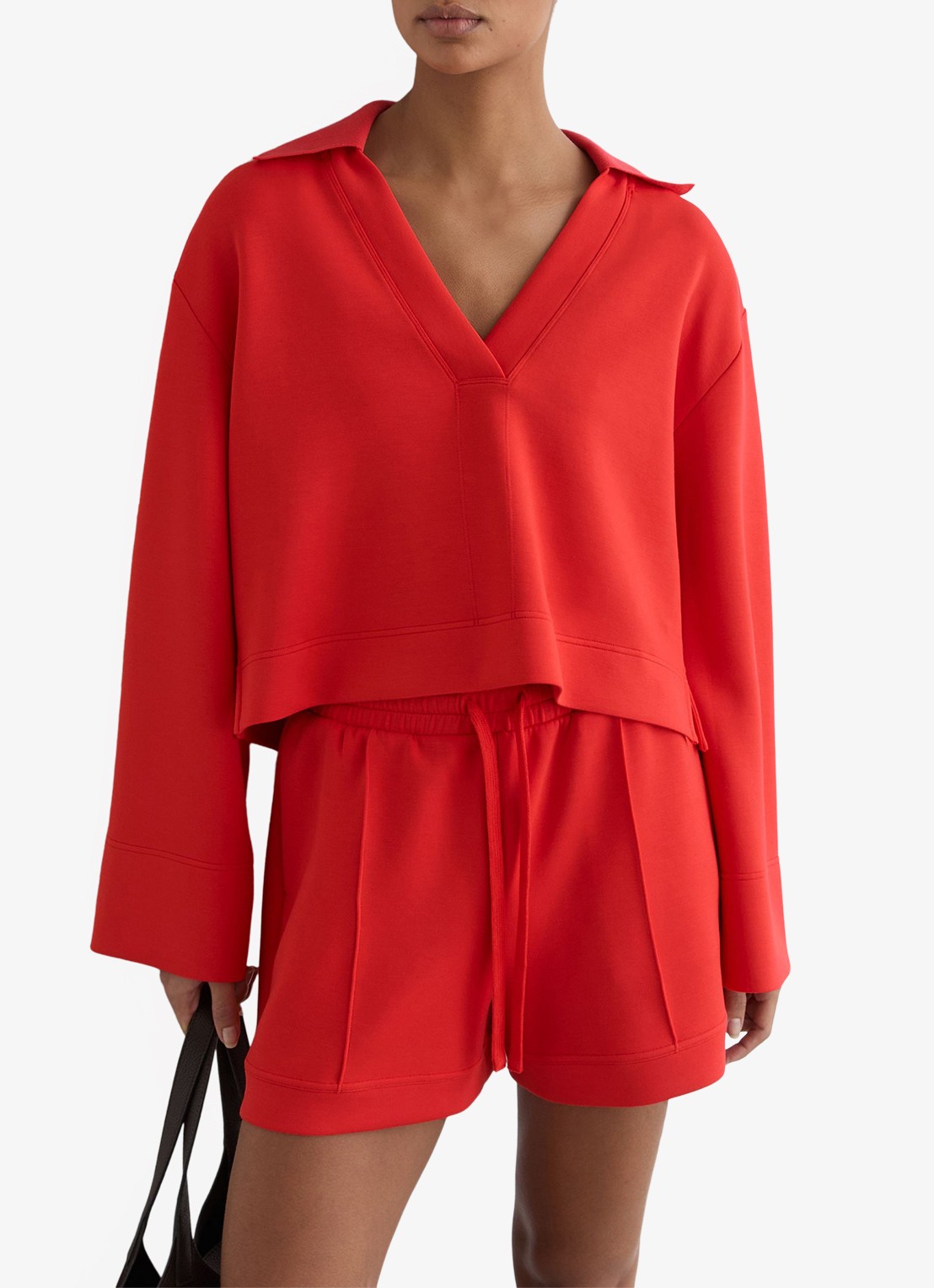 Reiss Bea sweater met kraag - detail 4 koraal