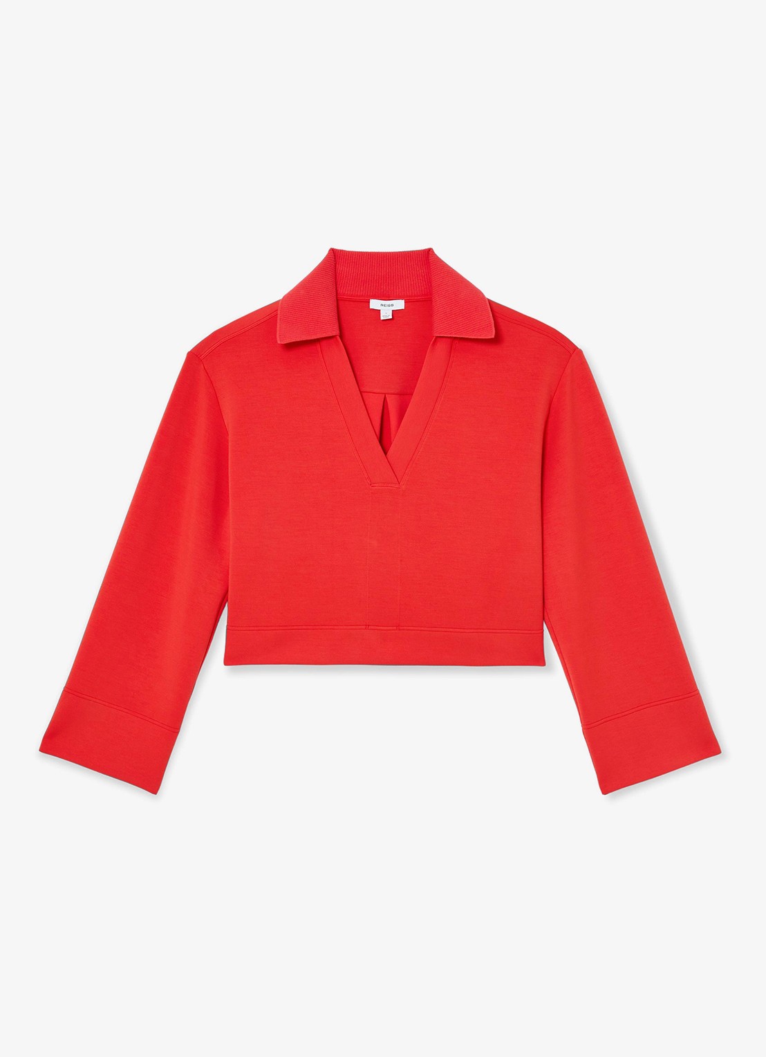 Reiss Bea sweater met kraag - voorkant koraal