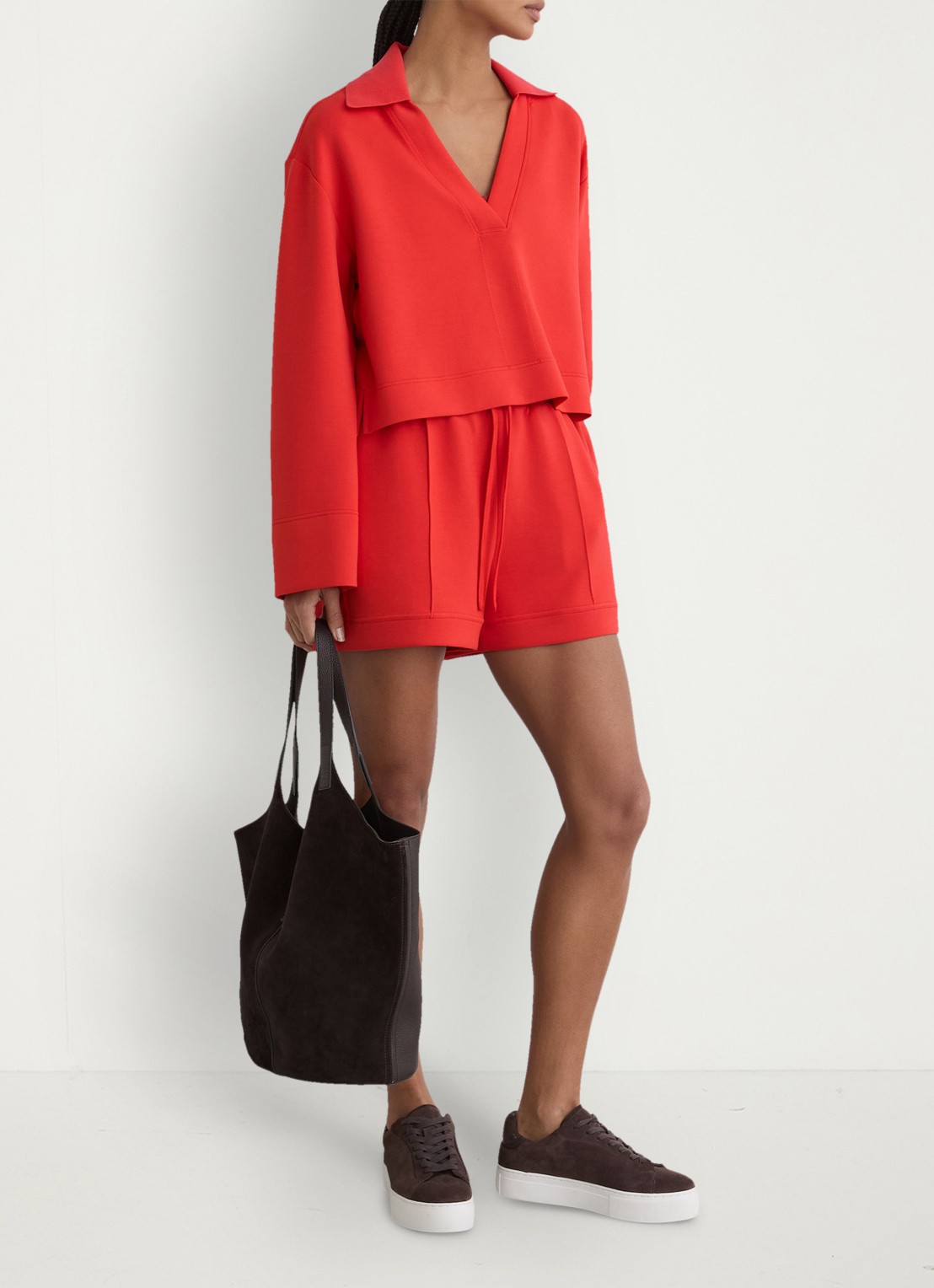 Reiss Bea sweater met kraag - voorkant 2 koraal