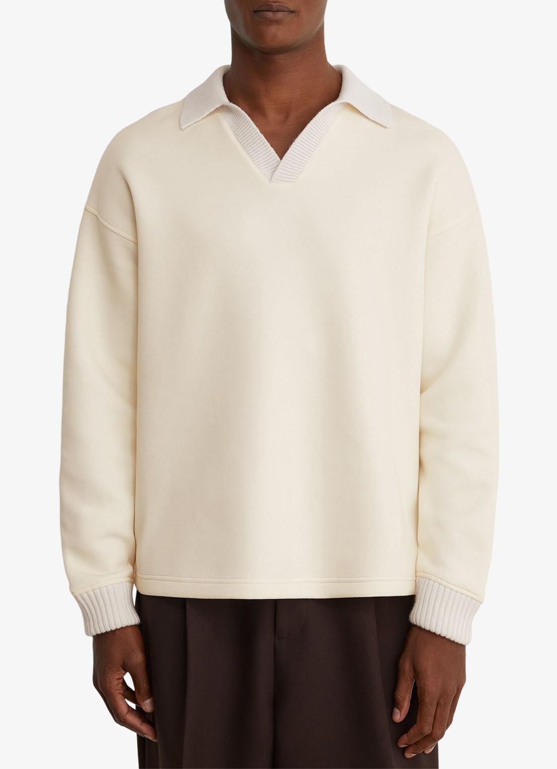 Reiss Beaton fijngebreide trui met kraag - detail gebroken wit