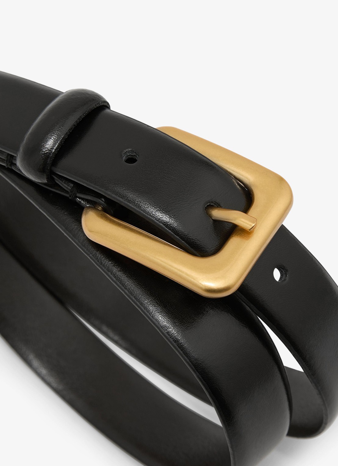 Reiss Beatrice riem van leer - detail 2 black / zwart