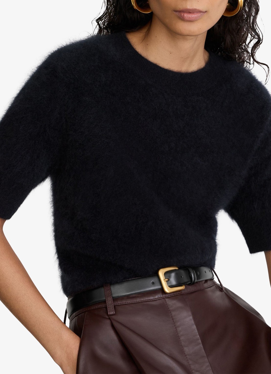 Reiss Beatrice riem van leer - detail 3 black / zwart