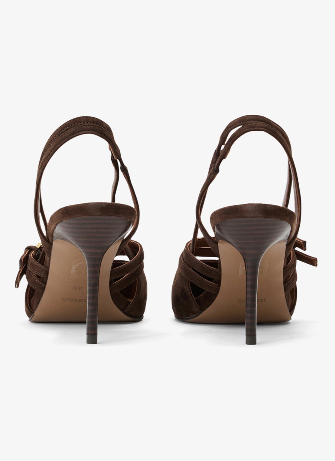 Reiss Beatrice sling-back van suède - achterkant 6 chocoladebruin