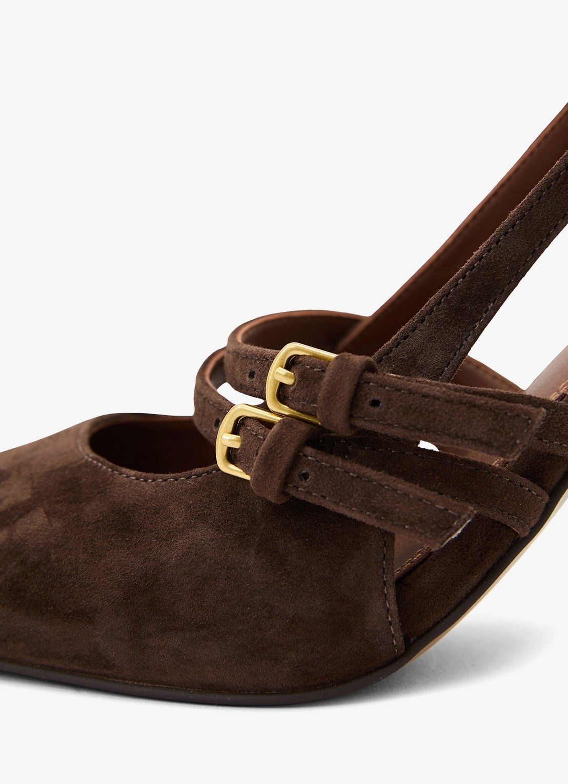 Reiss Beatrice sling-back van suède - detail 4 chocoladebruin