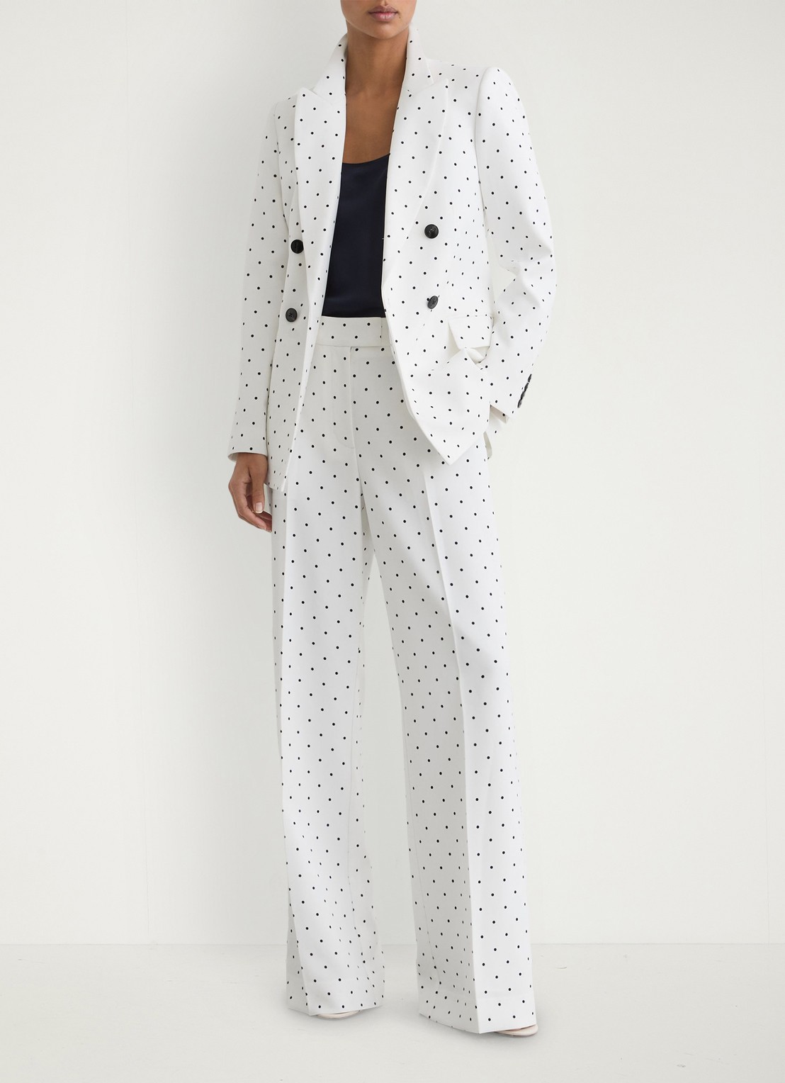 Reiss Beatrix double-breasted blazer met stippenprint - voorkant 2 wit