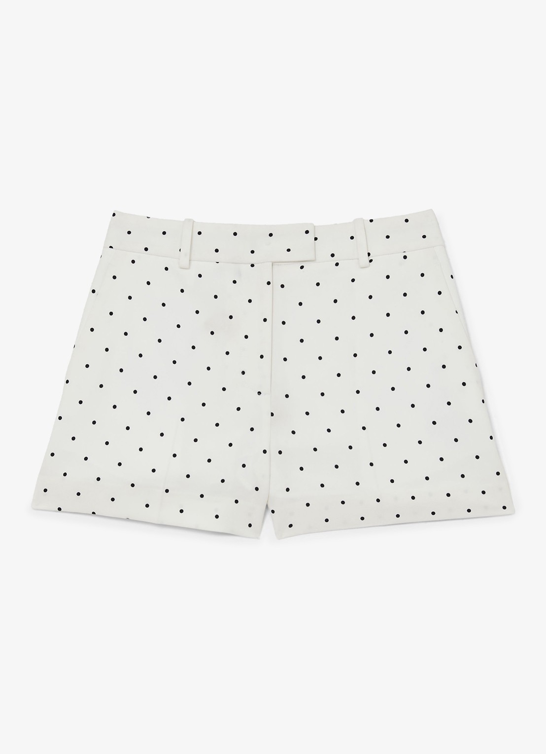 Reiss Beatrix high waist wide fit korte broek met stippenprint - voorkant 2 wit