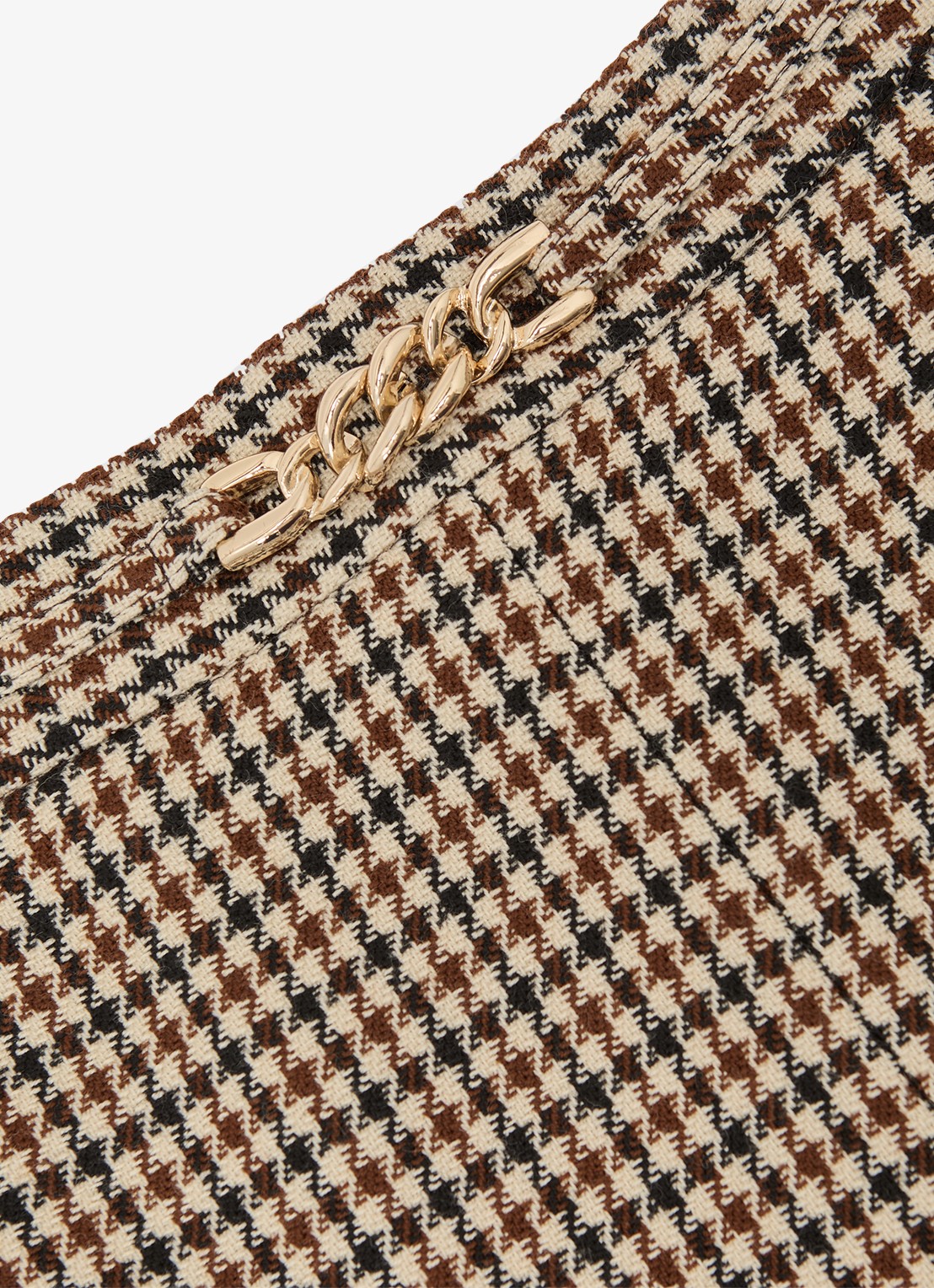 Reiss Beatrix minirok in wolblend met pied-de-poule dessin  - detail 5 beige