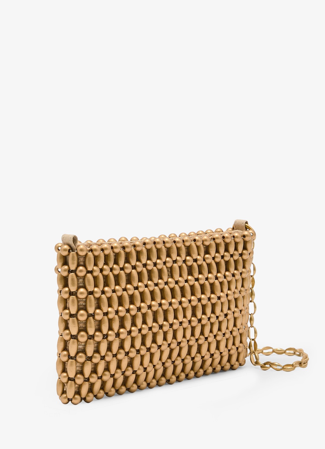 Reiss Beatrix schoudertas met kralendecoratie - detail goud