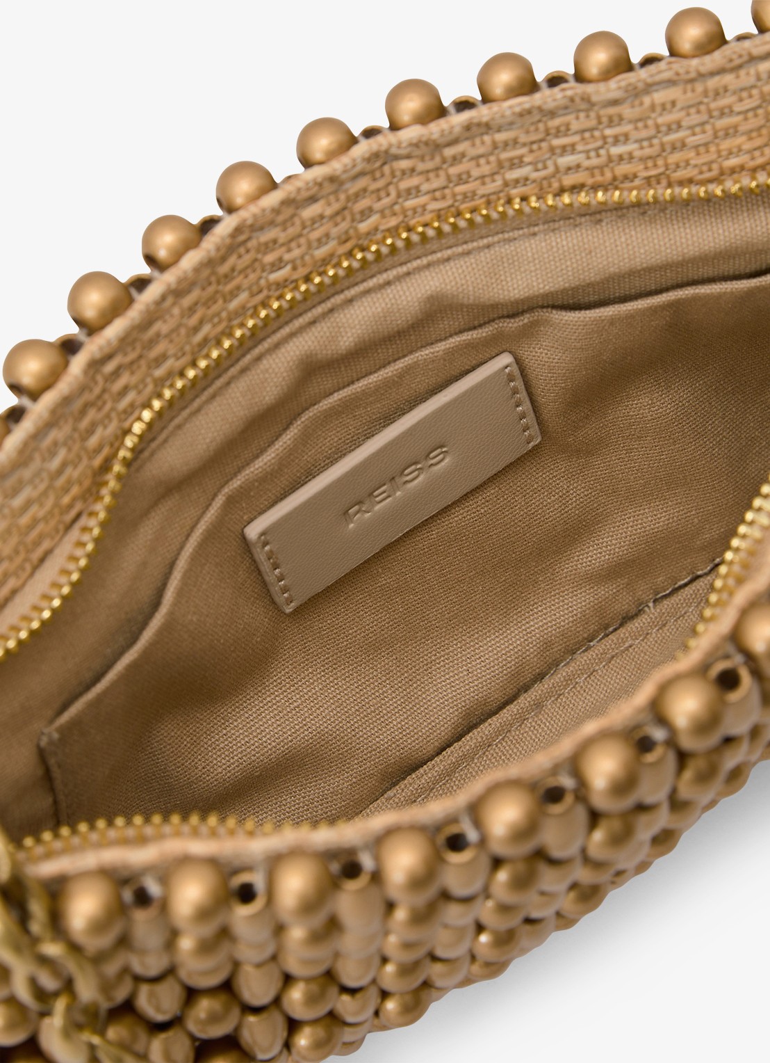 Reiss Beatrix schoudertas met kralendecoratie - detail 2 goud