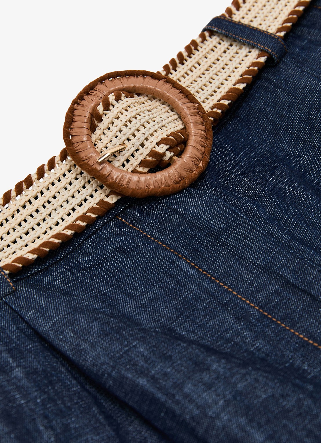 Reiss Beau high waist wide fit korte broek met ceintuur - detail 6 indigo