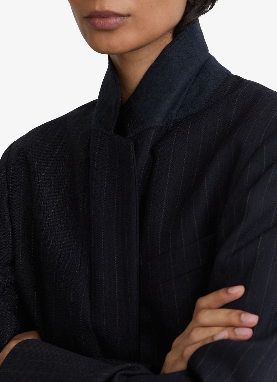 Reiss Beck single-breasted blazer van wol met streepprint - detail 3 blauw