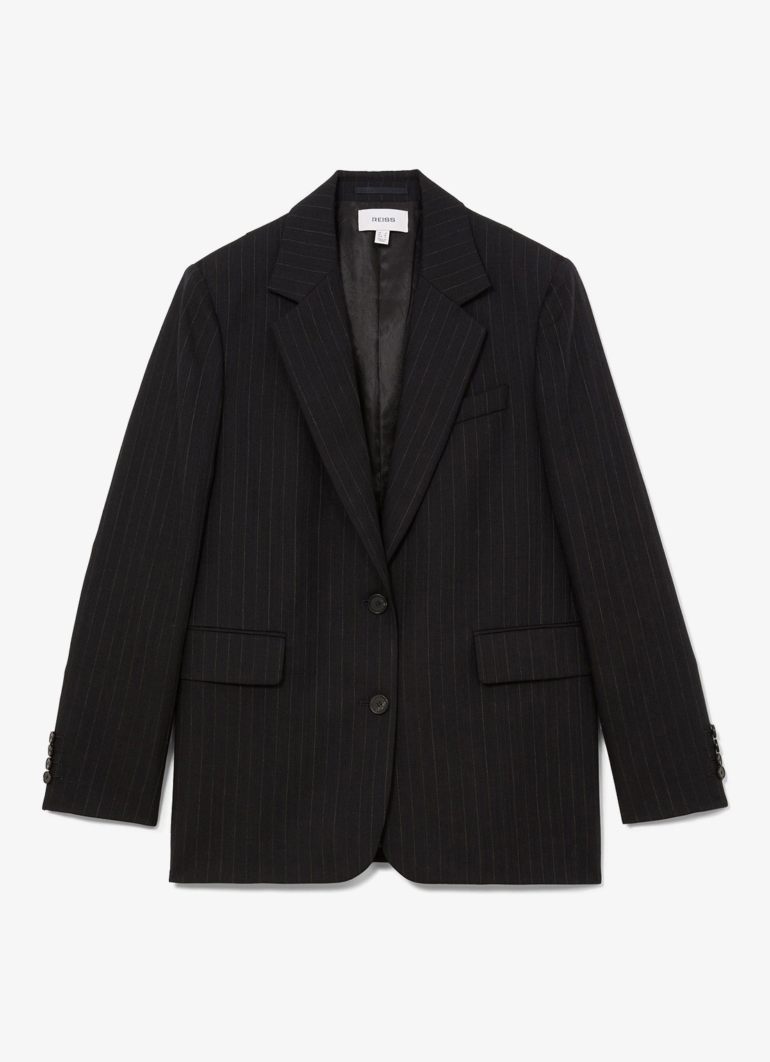 Reiss Beck single-breasted blazer van wol met streepprint - voorkant 6 blauw