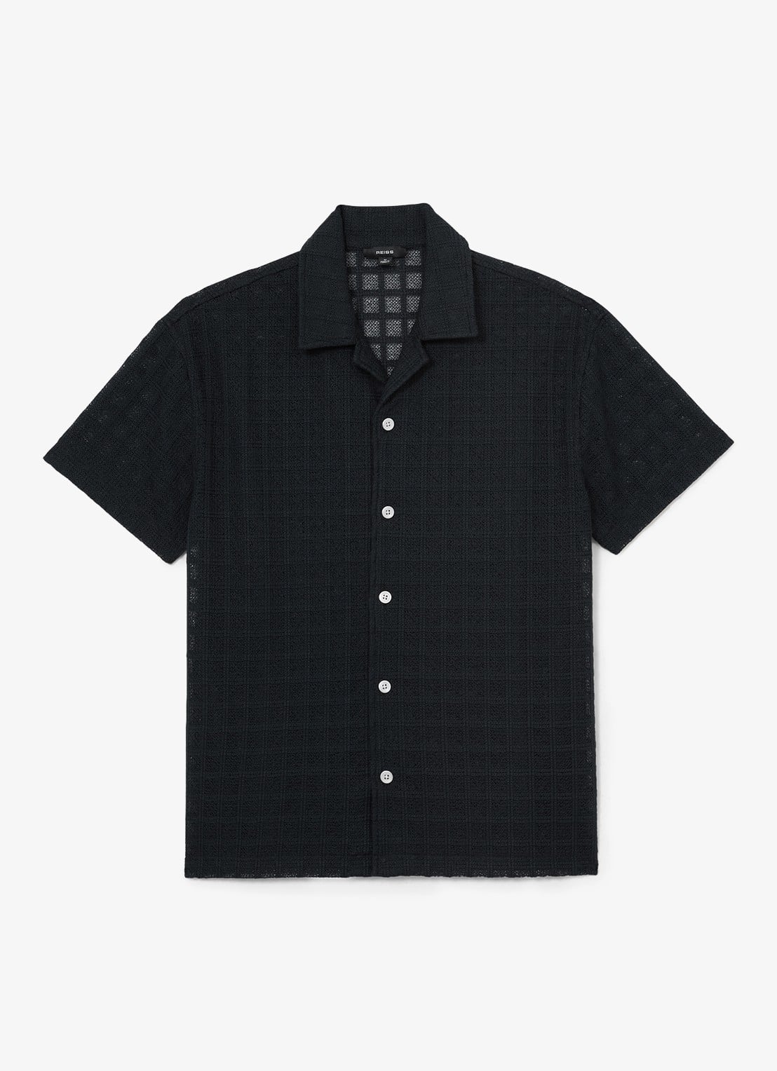Reiss Belardo overhemd met structuur - voorkant donkerblauw
