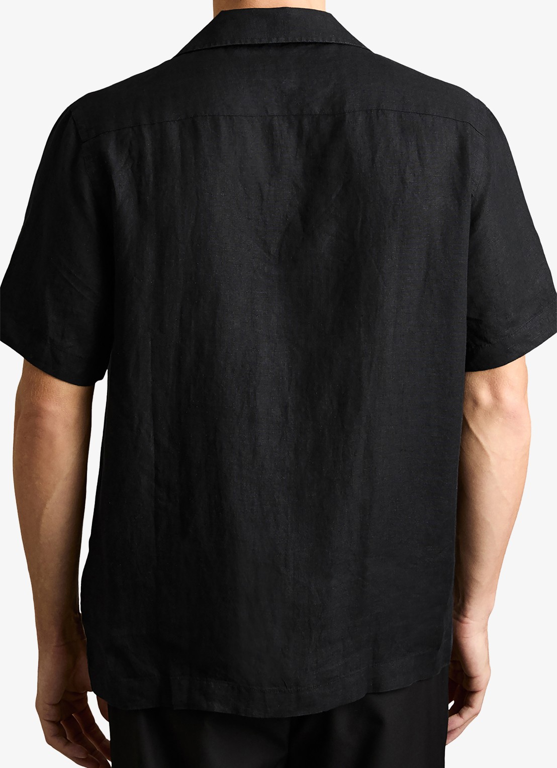 Reiss Beldi regular fit overhemd van linnen - achterkant 4 black / zwart