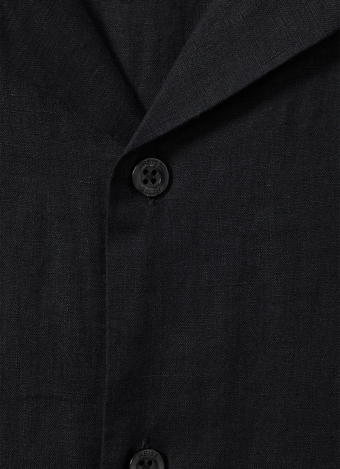 Reiss Beldi regular fit overhemd van linnen - detail 3 black / zwart