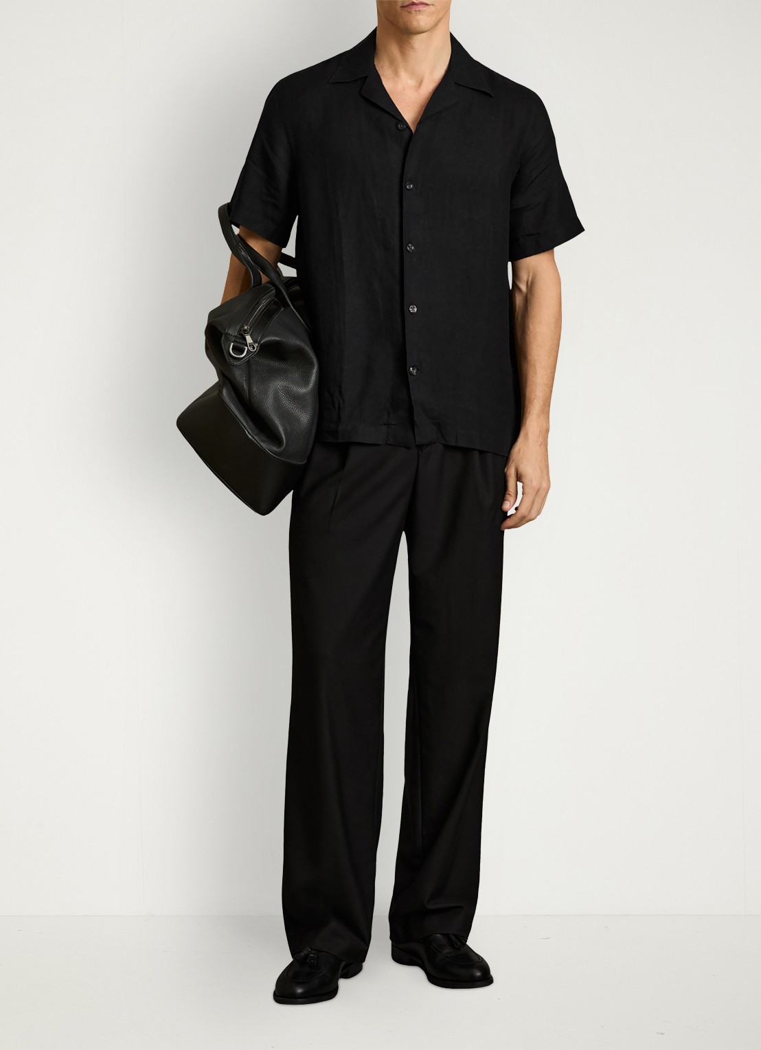 Reiss Beldi regular fit overhemd van linnen - voorkant 2 black / zwart