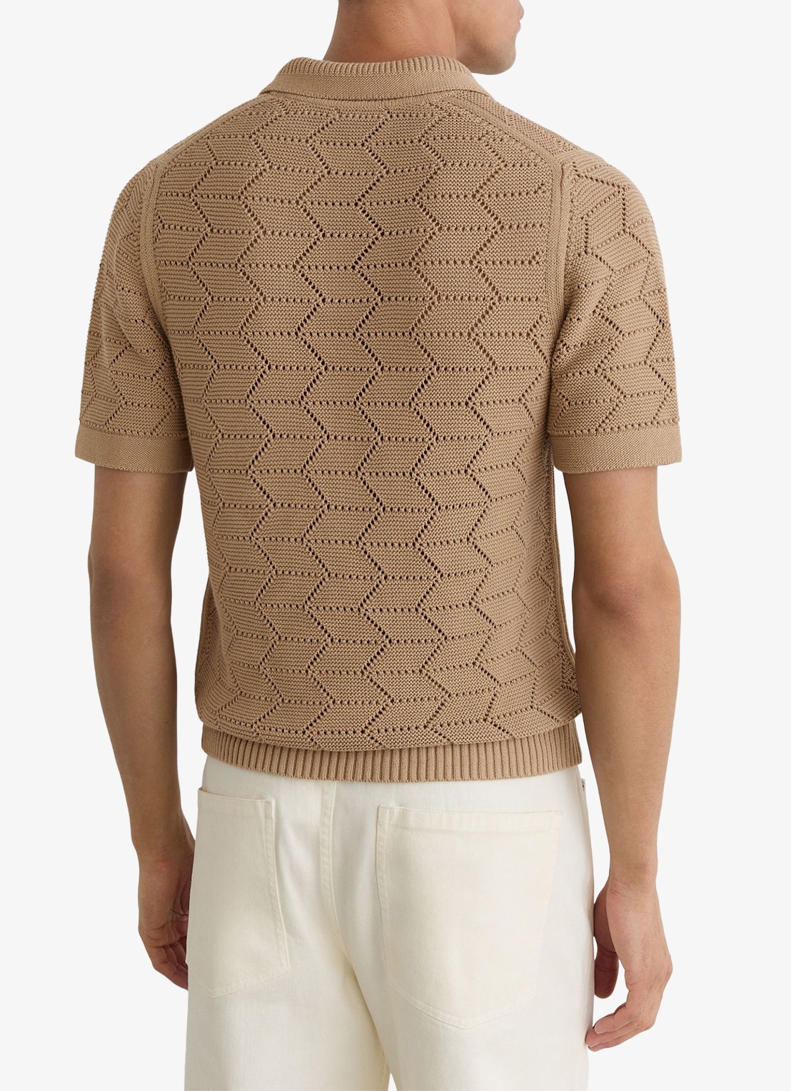 Reiss Belford regular fit polo in katoenblend - achterkant 4 camel