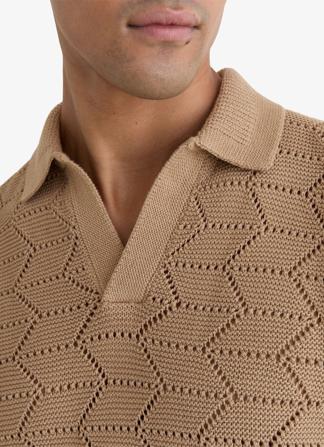 Reiss Belford regular fit polo in katoenblend - detail 2 camel