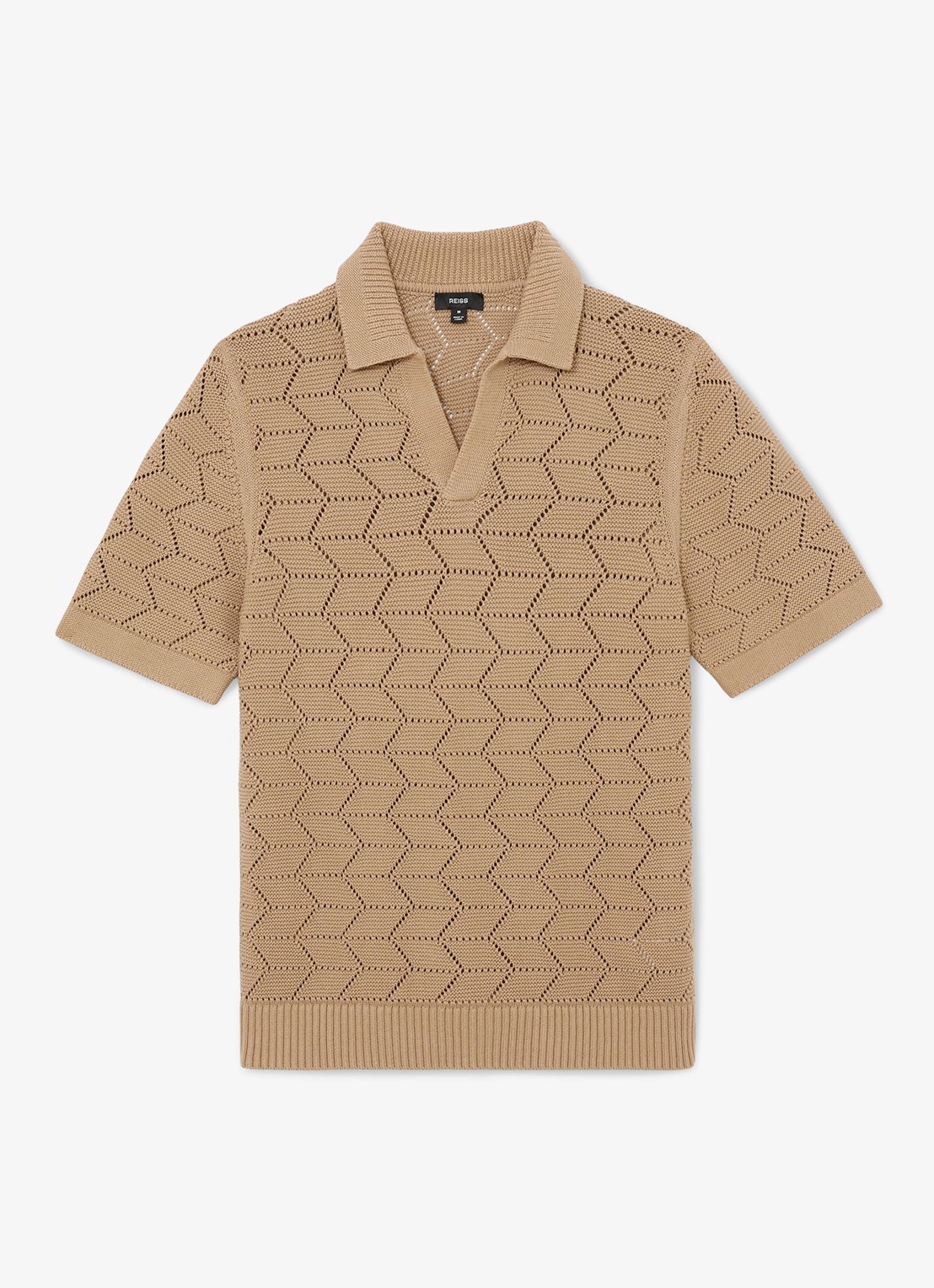 Reiss Belford regular fit polo in katoenblend - voorkant 5 camel