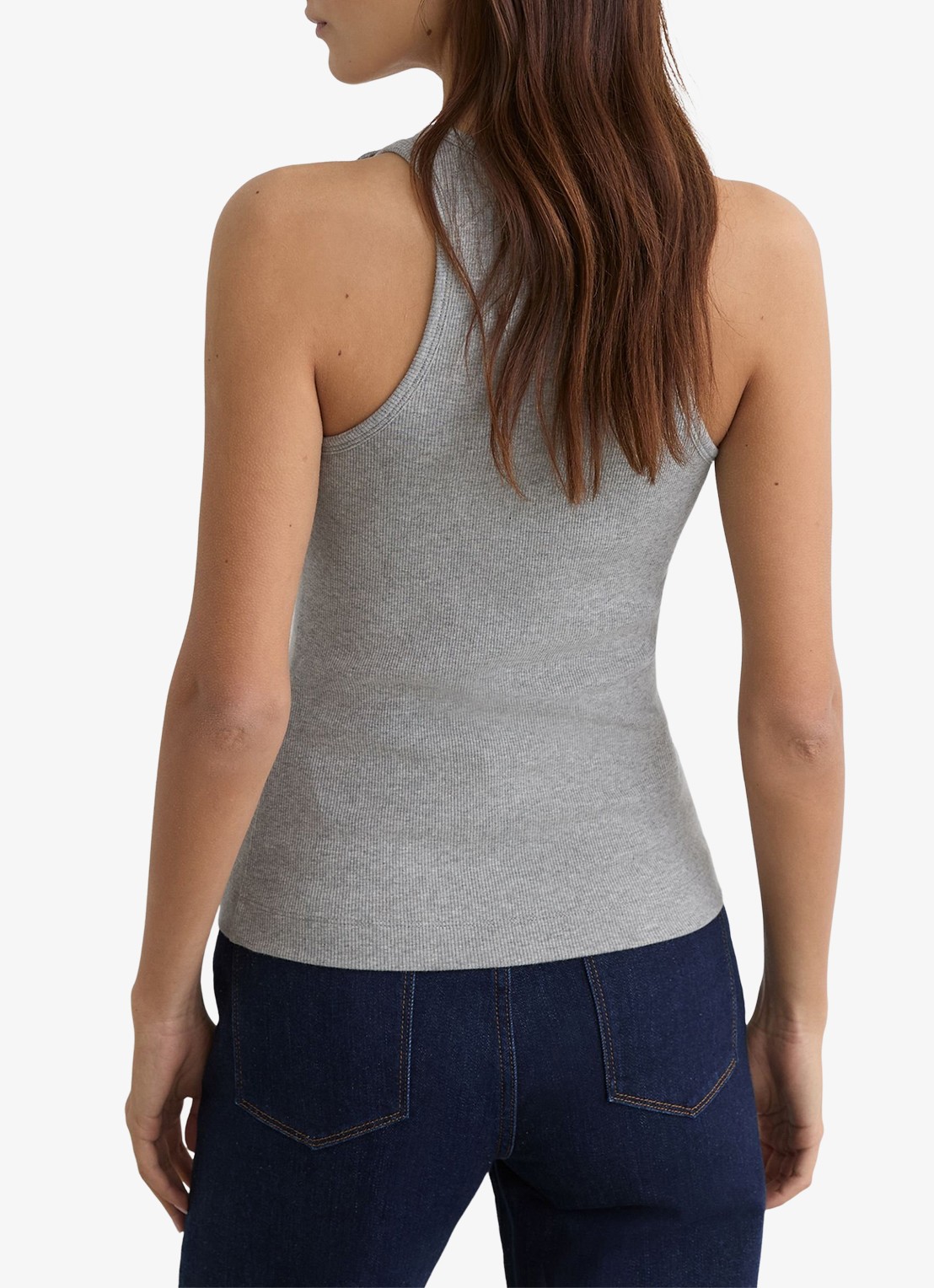 Reiss Bella ribgebreide tanktop met ringdetail - achterkant grijs