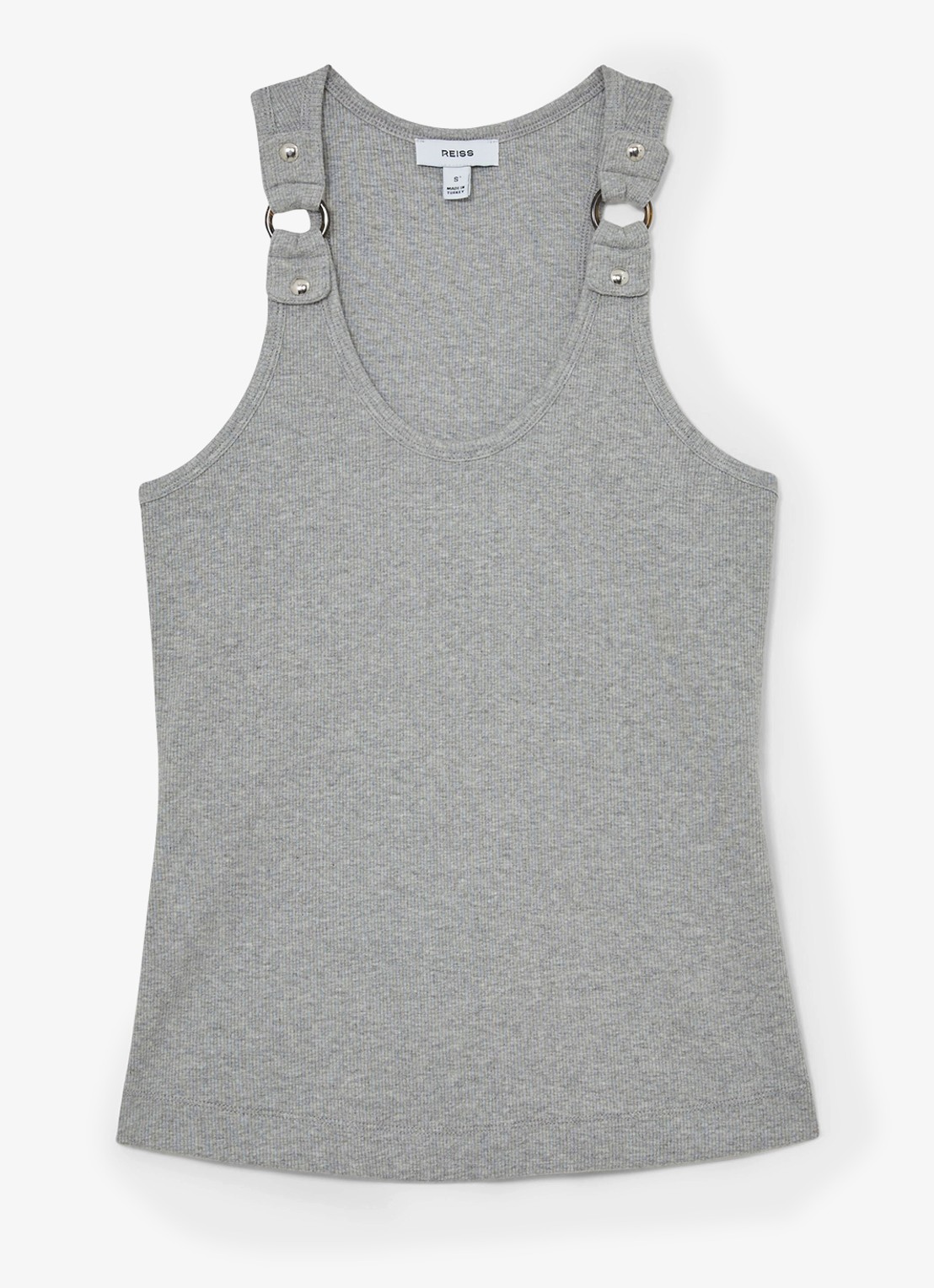 Reiss Bella ribgebreide tanktop met ringdetail - voorkant 2 grijs