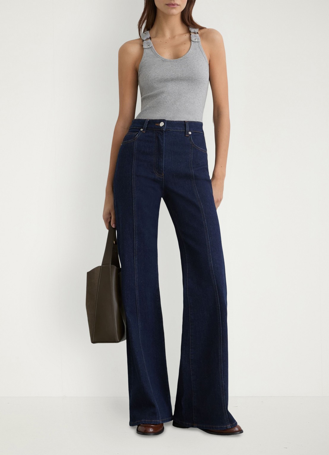 Reiss Bella ribgebreide tanktop met ringdetail - voorkant 3 grijs