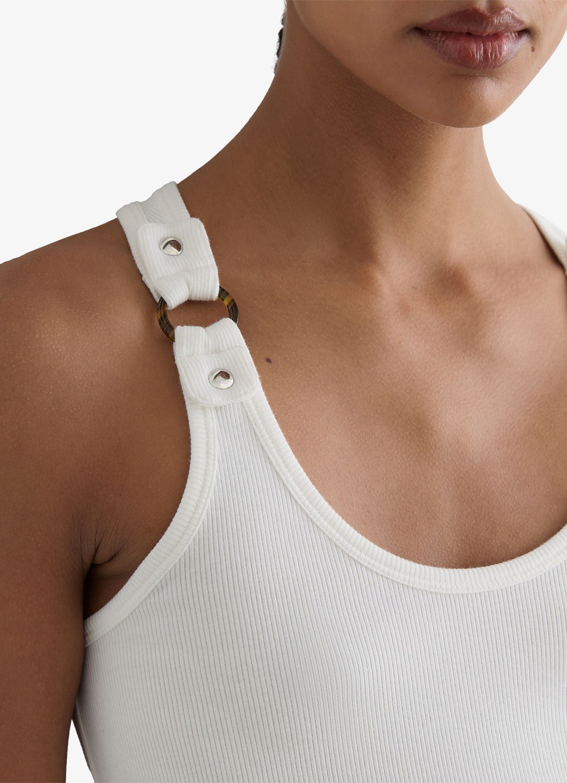 Reiss Bella ribgebreide tanktop met ringdetail - detail 3 wit