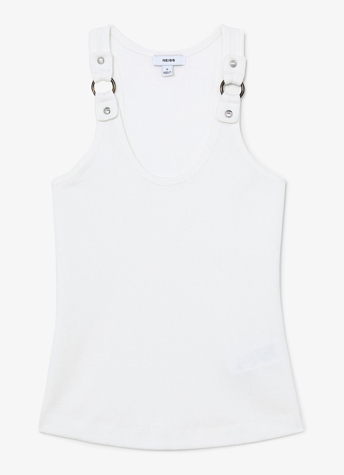 Reiss Bella ribgebreide tanktop met ringdetail - voorkant 5 wit