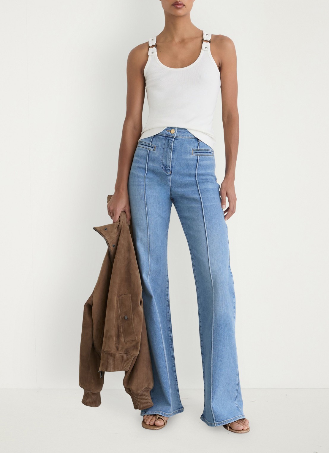 Reiss Bella ribgebreide tanktop met ringdetail - voorkant 6 wit