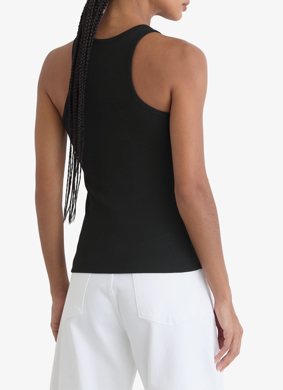 Reiss Bella ribgebreide tanktop met ringdetail - achterkant 6 black / zwart