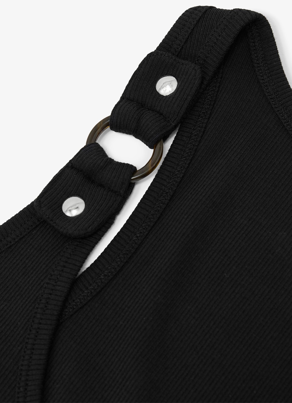 Reiss Bella ribgebreide tanktop met ringdetail - detail 5 black / zwart