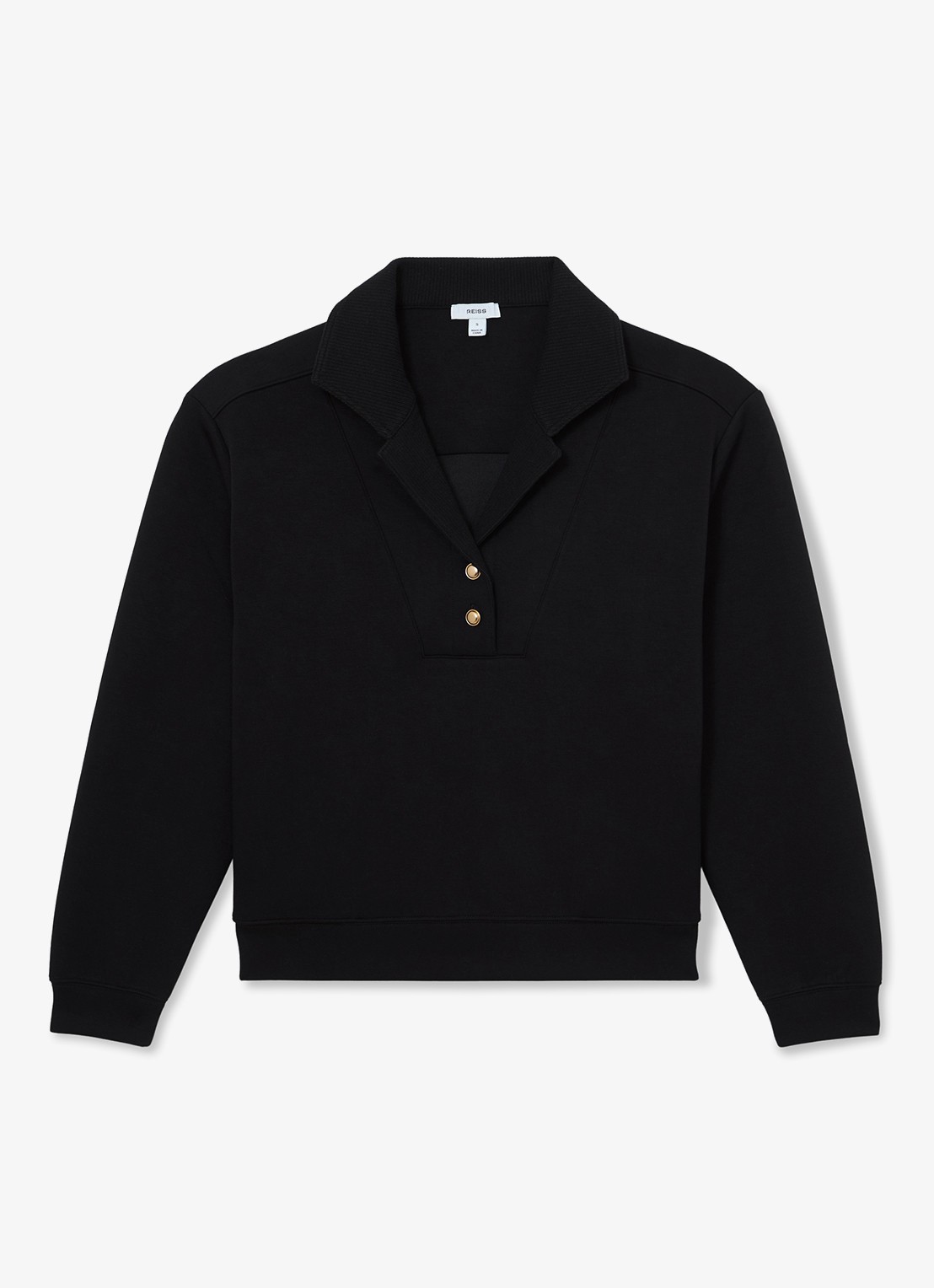 Reiss Bella sweater met polokraag  - voorkant 2 zwart