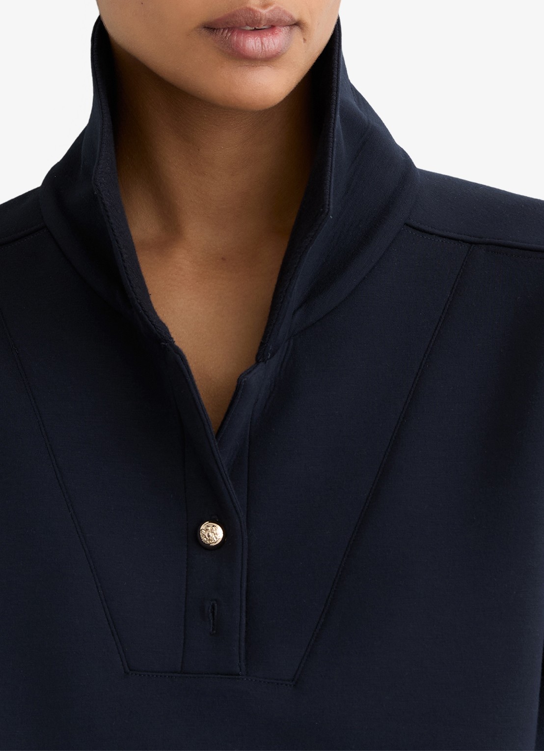 Reiss Bella sweater met polokraag  - detail 5 donkerblauw