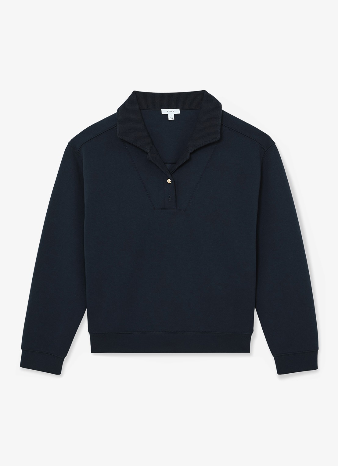 Reiss Bella sweater met polokraag  - voorkant donkerblauw