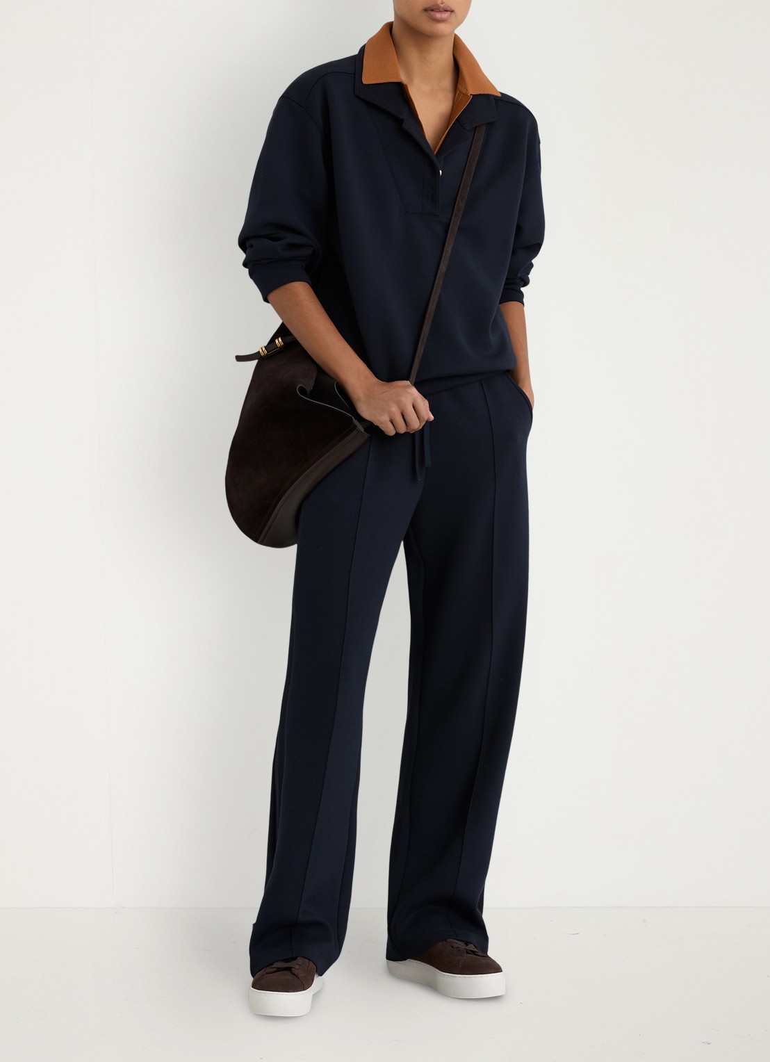 Reiss Bella sweater met polokraag  - voorkant 2 donkerblauw