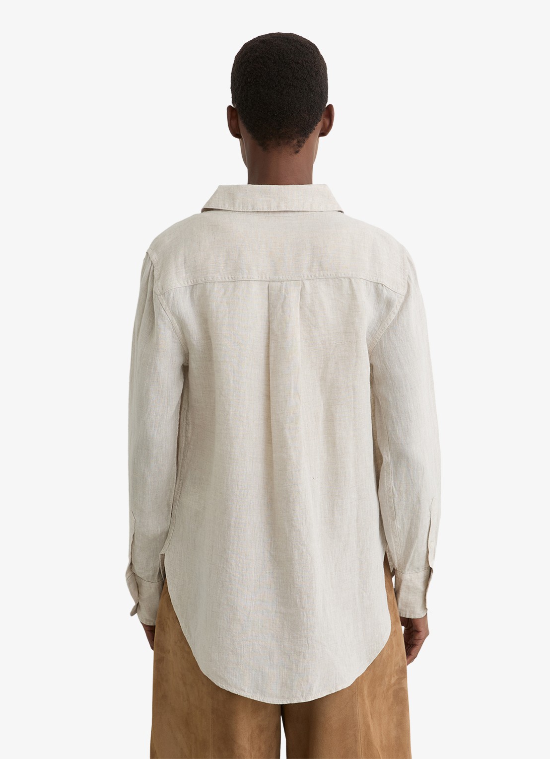 Reiss Belle blouse in linnenblend - achterkant beige