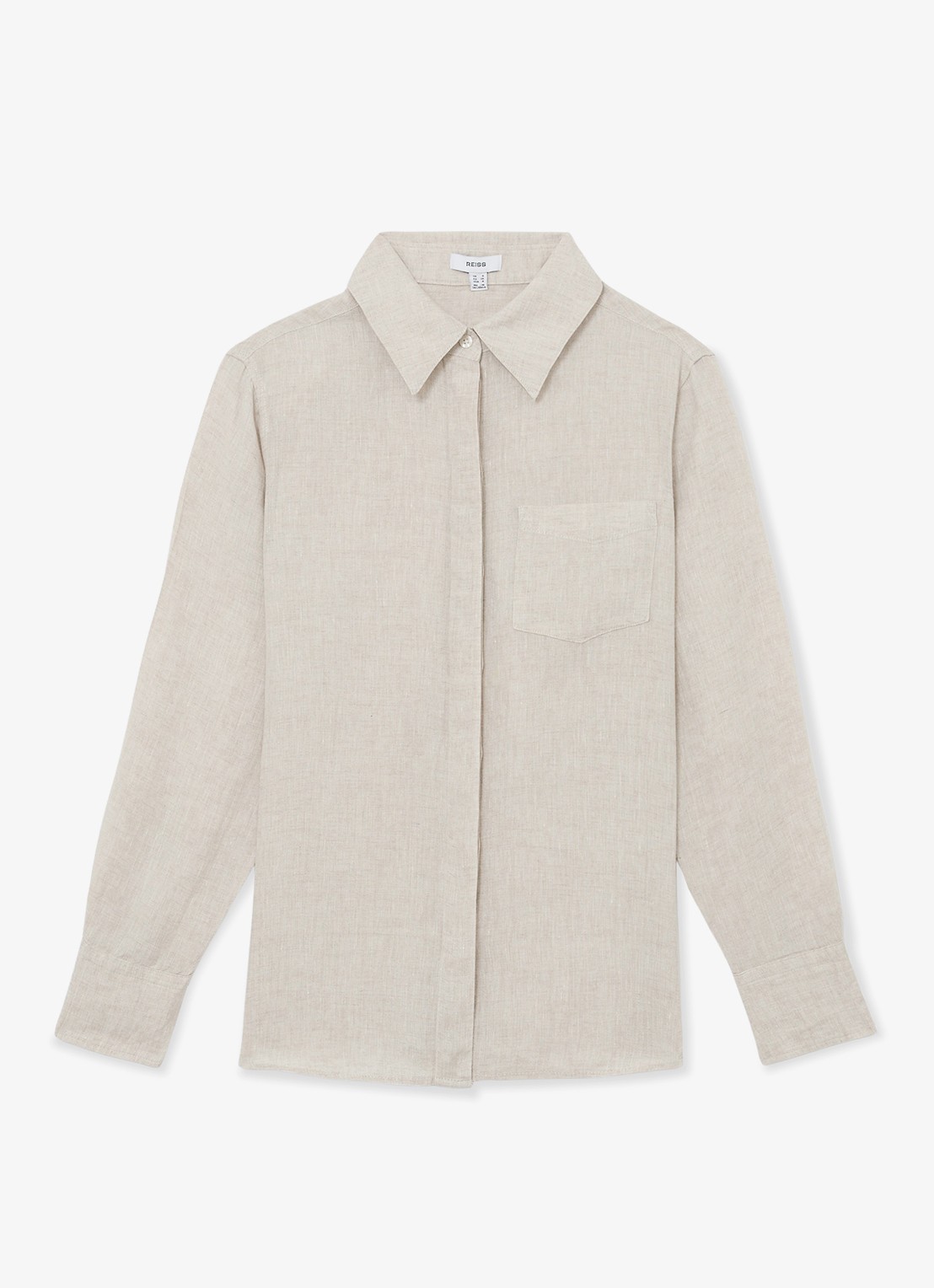 Reiss Belle blouse in linnenblend - voorkant 2 beige