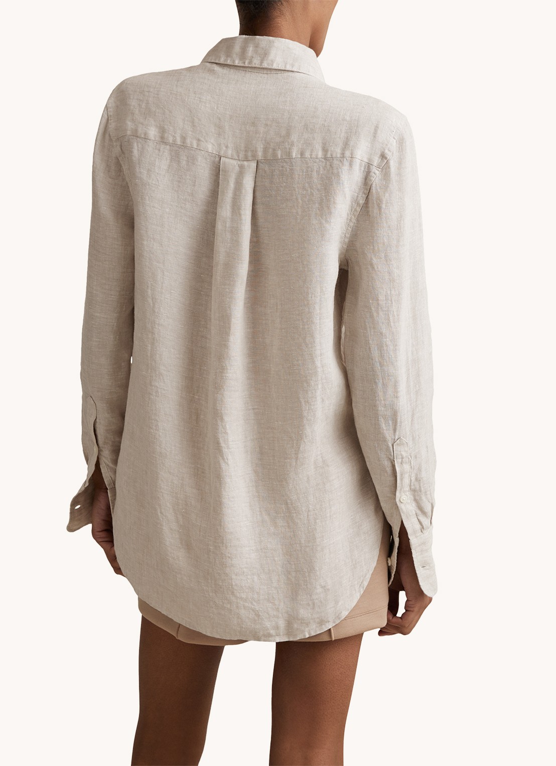 Reiss Belle blouse van linnen met borstzak - achterkant 5 beige