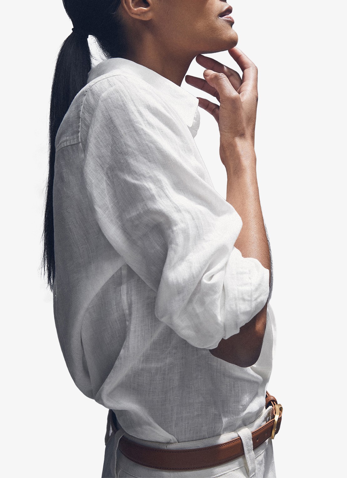 Reiss Belle blouse van linnen met borstzak - detail 2 wit