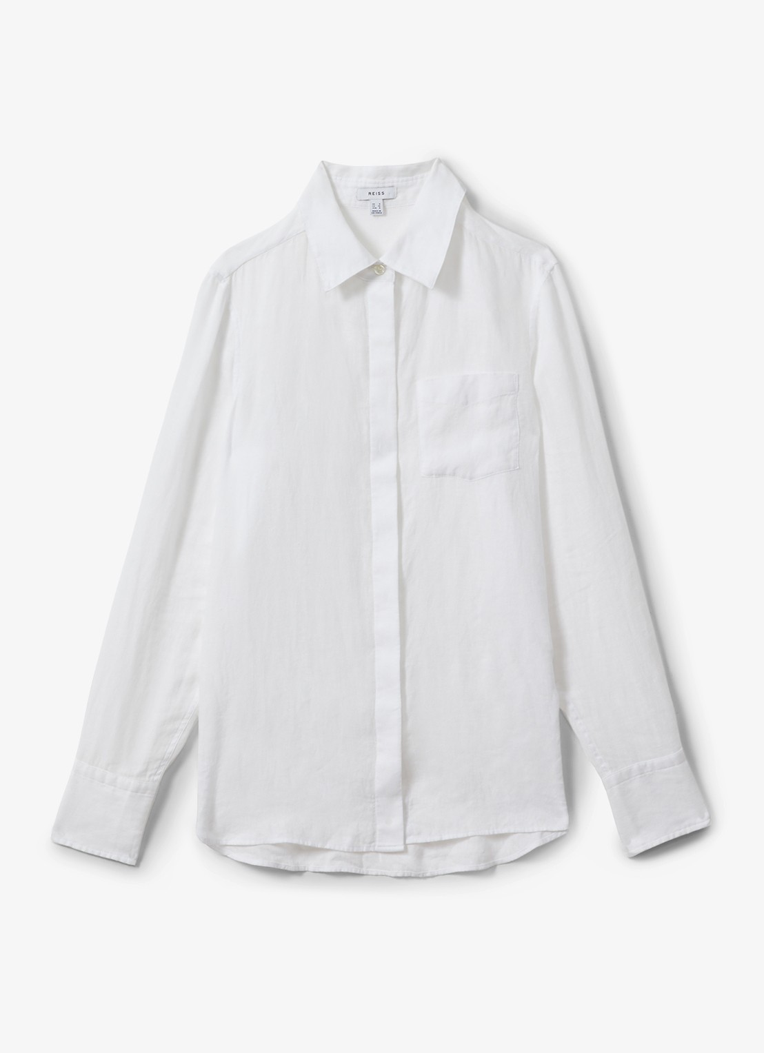 Reiss Belle blouse van linnen met borstzak - voorkant 5 wit