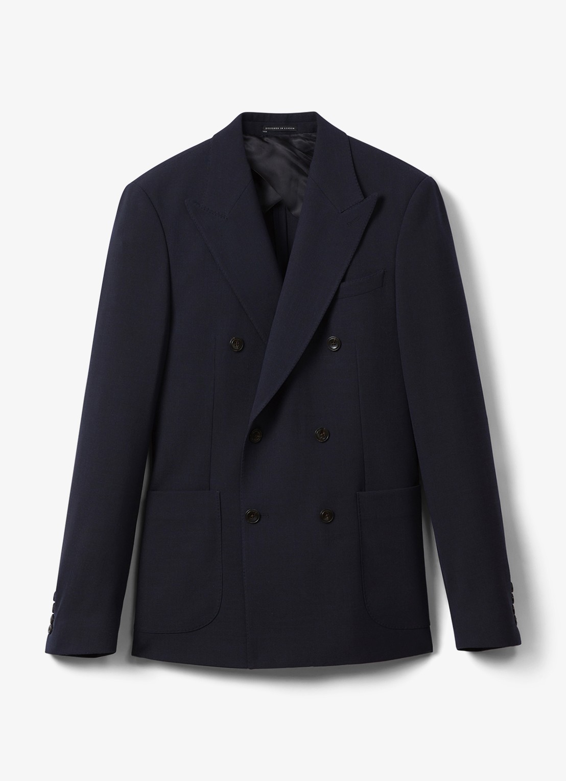 Reiss Belmont double-breasted slim fit colbert in wolblend - voorkant 6 navy / blauw