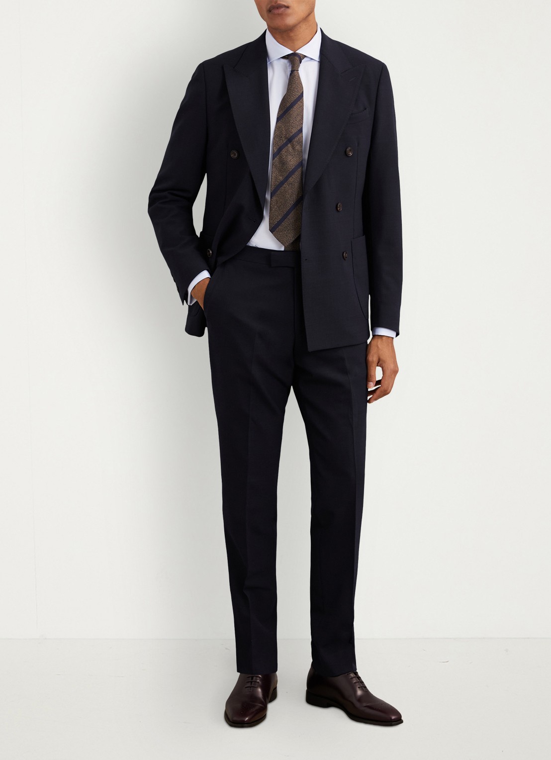 Reiss Belmont double-breasted slim fit colbert in wolblend - voorkant 7 navy / blauw